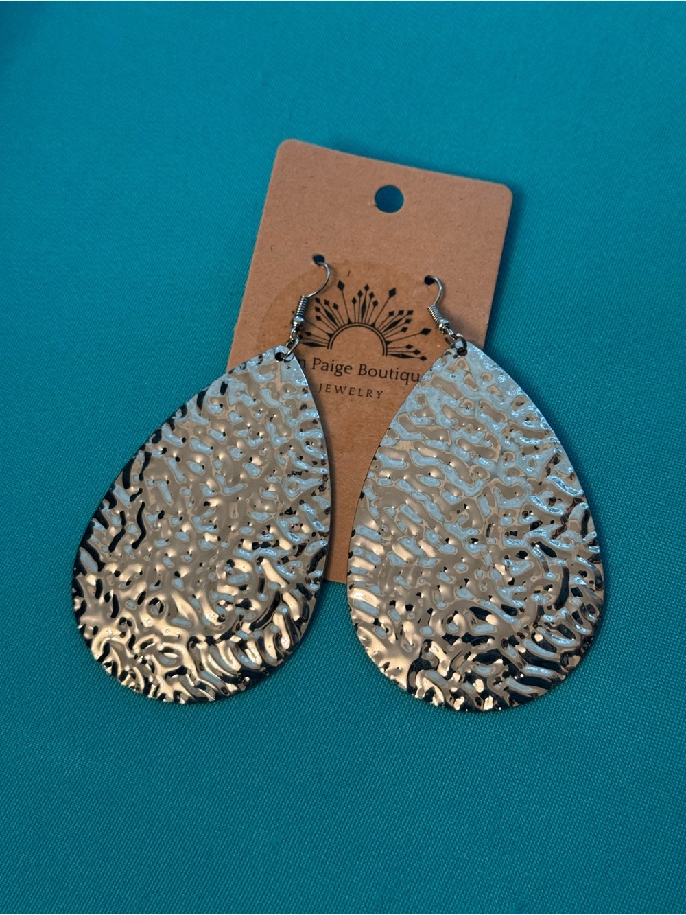 Silver Tone Teardrop Statement Earrings